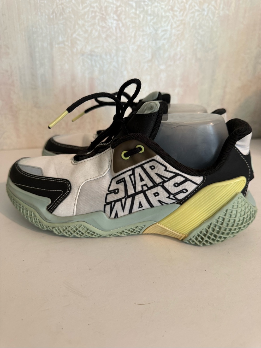 Adidas And Star Wars Collaboration Sneakers - White, Black & Pale Green, Sz 6.5